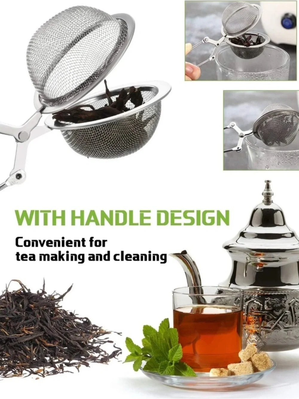 2pc Tea Infuser Loose Leaf Tea Snap Ball Tea Strainer Spoon